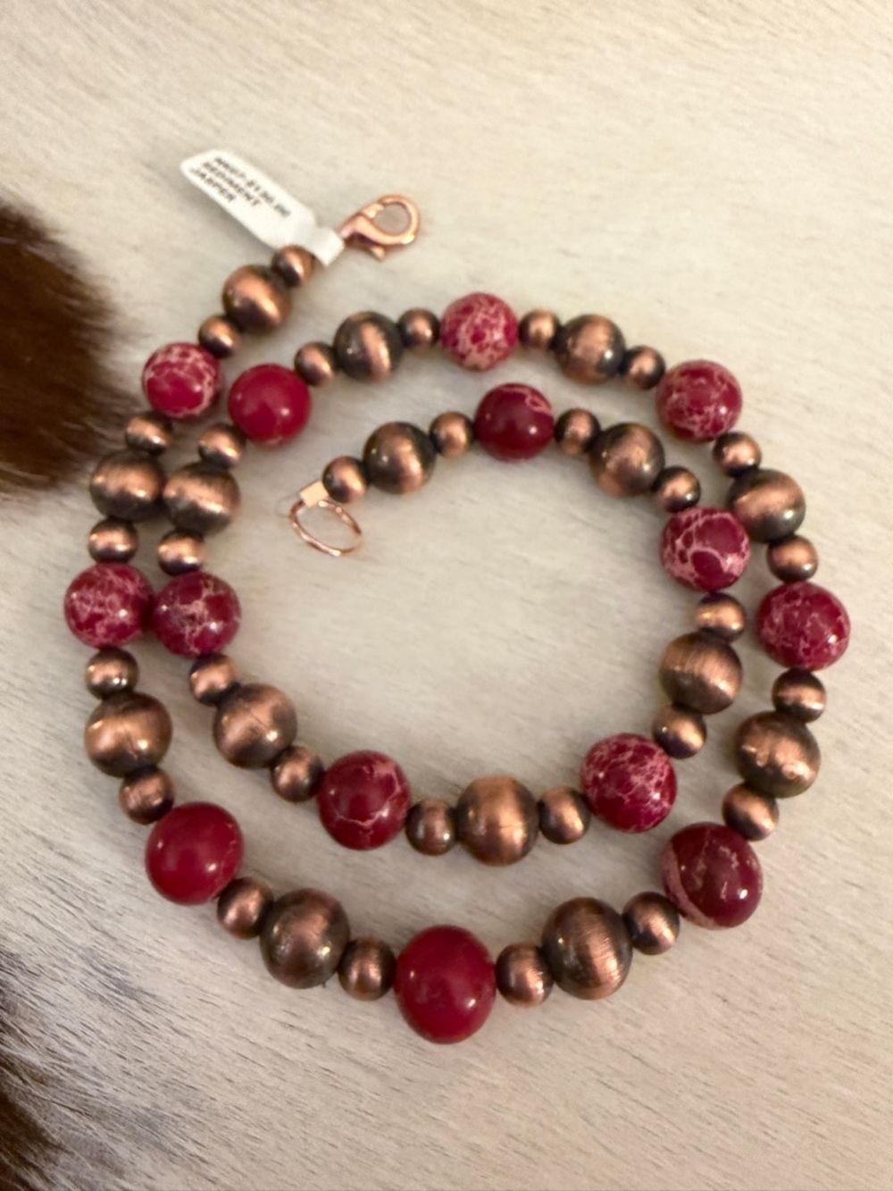 ❤️ Oxidized Copper Desert Pearl & Sea Sediment Jasper 19” Statement Necklace